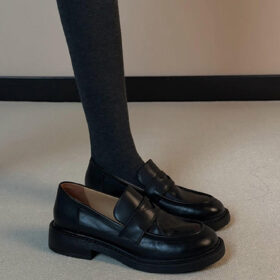 Steporae Black Work Dress Penny Loafers For Women