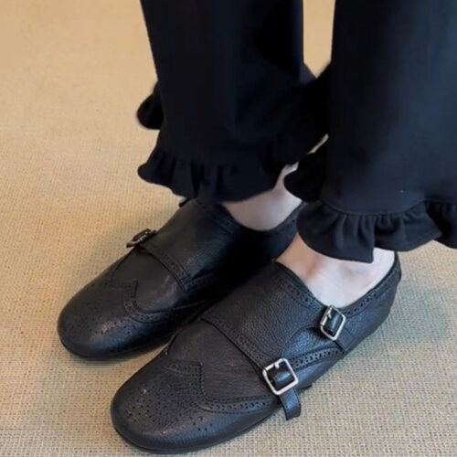 Alternative view of Steporae Vintage Art Brogue Monk Strap Flat Shoes For Women
