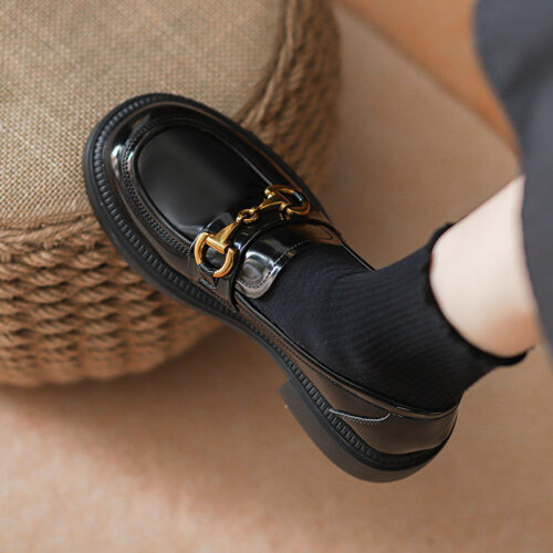 Alternative view of Steporae Blister-Free Classic Women Black Patent Horsebit Loafers