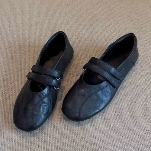 Steporae Velcro Cute Wide Toe Box Mary Jane Flats For Girls