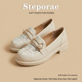 Steporae Pearl Decoration Penny Loafers for Women