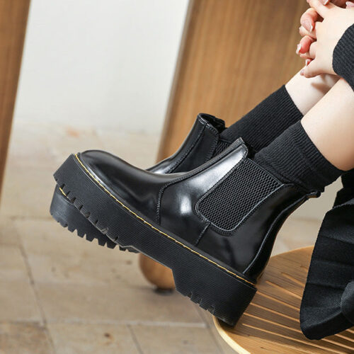 Alternative view of Autumn Winter Side Elastic Platform Mary Janes Boots