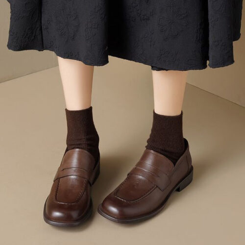 Alternative view of British Style Square Toe Penny Loafers for Women