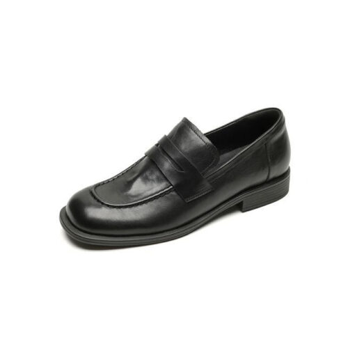 British Style Square Toe Penny Loafers for Women