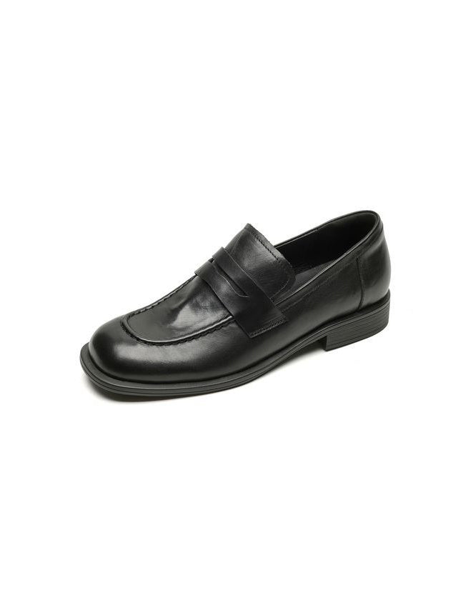 British Style Square Toe Penny Loafers for Women