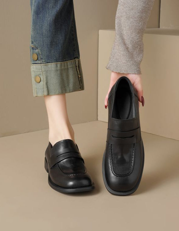 British Style Square Toe Penny Loafers for Women - Image 4