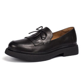Real Leather British Style Tassel Loafers for Women