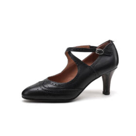 Brogue Style Vintage High-Heeled Cross-straps Mary Janes Heels