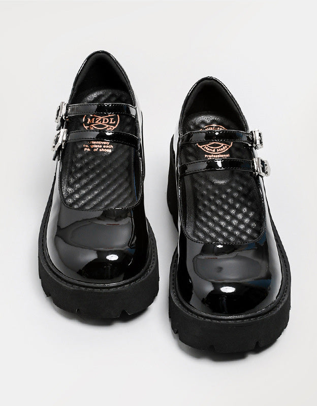 Double Buckle Chunky Heeled Mary Jane Shoes - Image 3