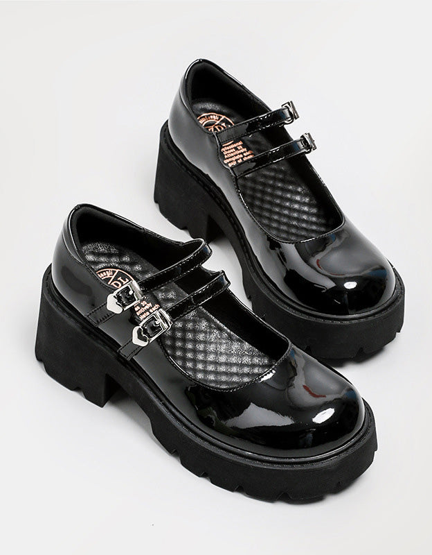Double Buckle Chunky Heeled Mary Jane Shoes - Image 2