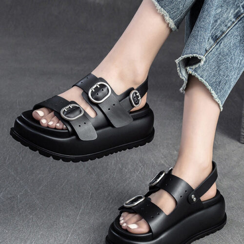 Alternative view of Front Buckles Summer Platform Sandals Slingback