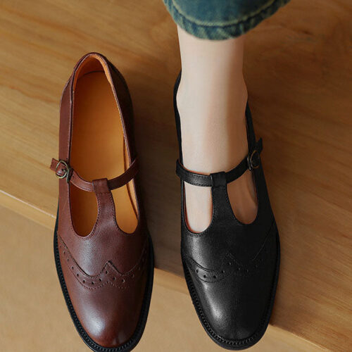 Alternative view of Handmade Brogue Style T-strap Oxford Shoes
