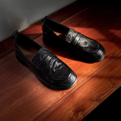 Alternative view of Handmade Retro Leather Penny Loafers for Women