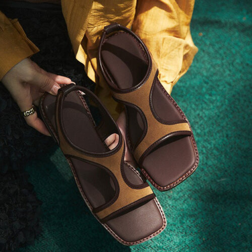 Alternative view of Leather Flat Summer Dress Sandals Slingback