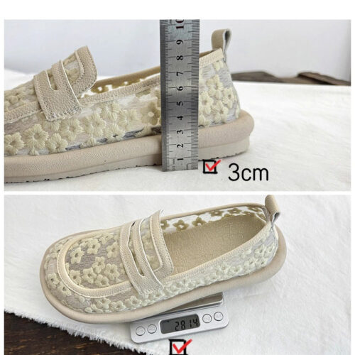 Alternative view of Round Head Soft Soles Embroidery Lace Flat Loafers