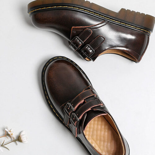 Alternative view of Round Toe Comfortable Double Buckle Mary Jane Shoes