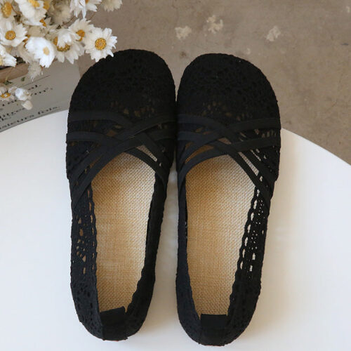 Alternative view of Soft Bottom Front Strappy Lace Flats