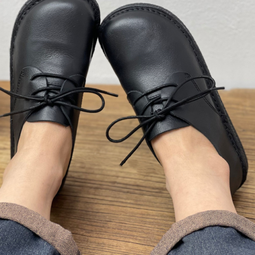 Alternative view of Soft Leather Comfortable Lace Up Retro Flat Shoes