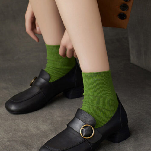 Alternative view of Spring Buckle Front Square Toe Chunky Heels