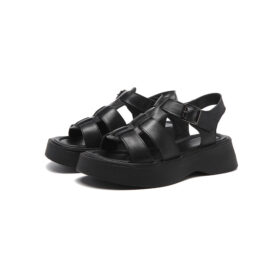 Summer Leather Woven Platform Sandals Slingback 34-43