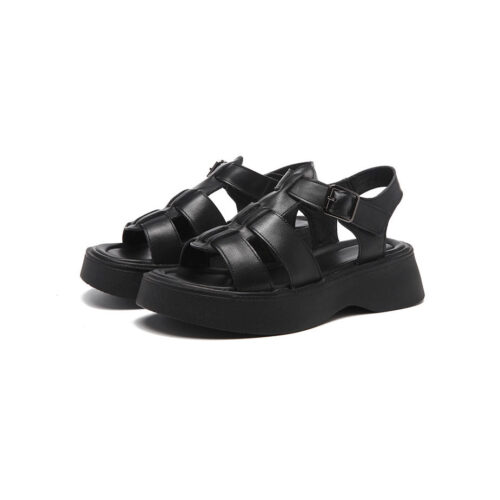 Summer Leather Woven Platform Sandals Slingback 34-43