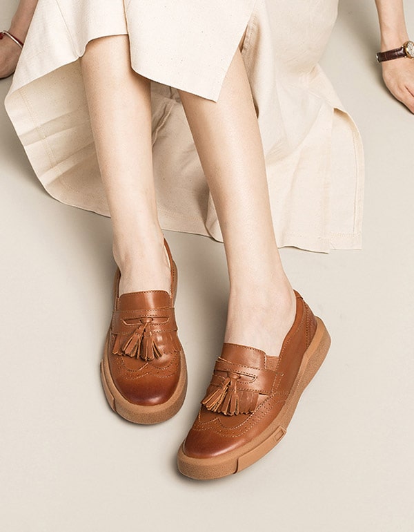 Handmade British Style Tassels Casual Loafers - Image 3