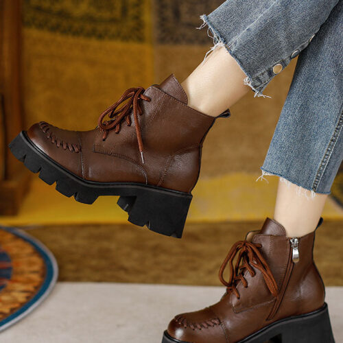 Alternative view of Winter Autumn Lace up Chunky Mary Janes Boots