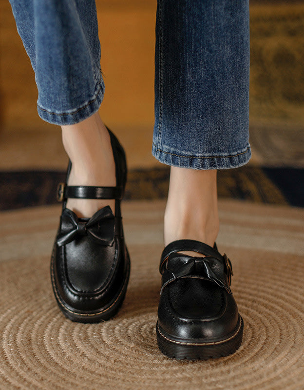 Spring Vintage Bowknot Strap Mary Jane Shoes - Image 2