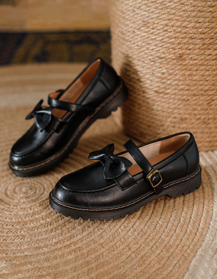Spring Vintage Bowknot Strap Mary Jane Shoes - Image 5