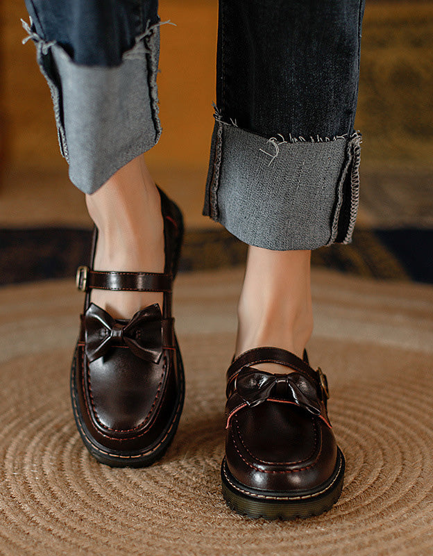 Spring Vintage Bowknot Strap Mary Jane Shoes - Image 3