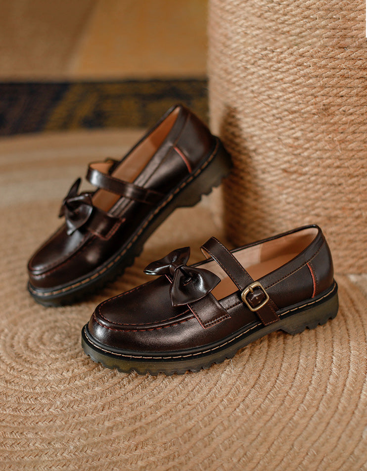 Spring Vintage Bowknot Strap Mary Jane Shoes - Image 6