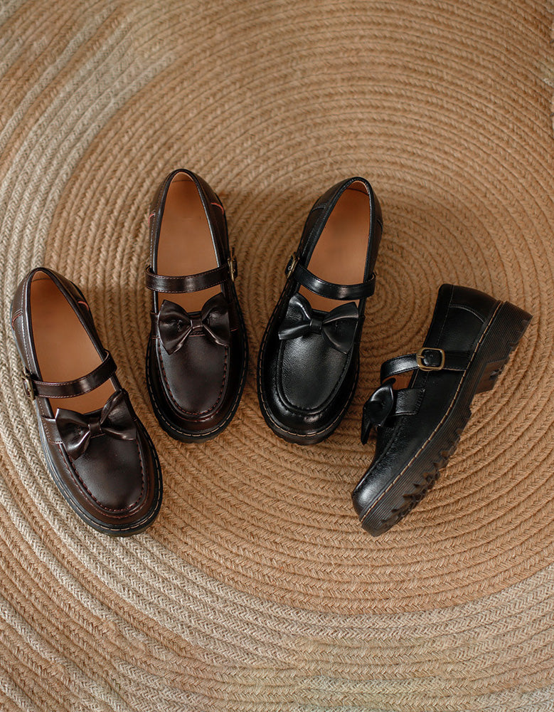 Spring Vintage Bowknot Strap Mary Jane Shoes - Image 4