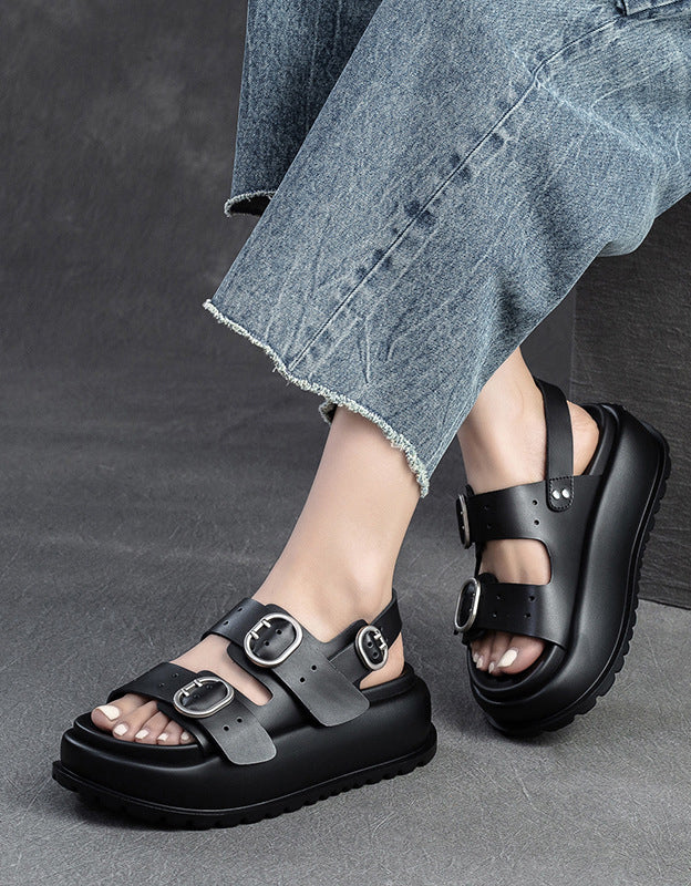 Front Buckles Summer Platform Sandals Slingback - Image 3