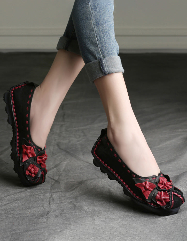 Leather Flowers Comfortable Handmade Retro Flats 35-43 - Image 4